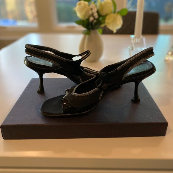 PRADA Black Kitten Heel Slingback Sandal - Picture 3 of 6